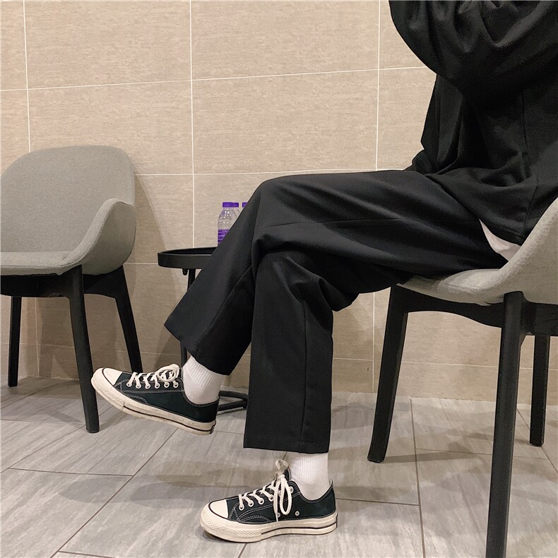 港风裤子男春秋西裤休闲裤韩版九分裤直筒裤男长裤7232P35图片