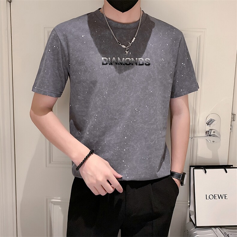 灰2小伙夏季水洗日常休闲T恤男圆领打底上衣男301A-1/T92/P45,男装T恤,星座301A-1