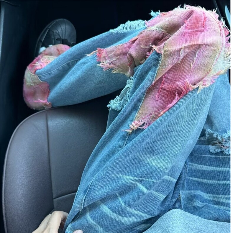 高街复古贴布刺绣喇叭牛仔裤男街头嘻哈宽松显瘦长裤AM400P55,男装牛仔裤,星座1013-5