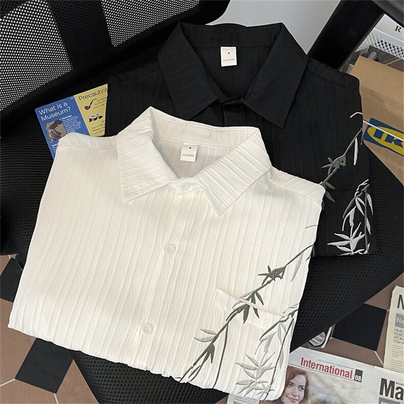 2024夏季新款潮牌港风休闲上衣冰丝短袖衬衫男 现货 W8137-P30图片