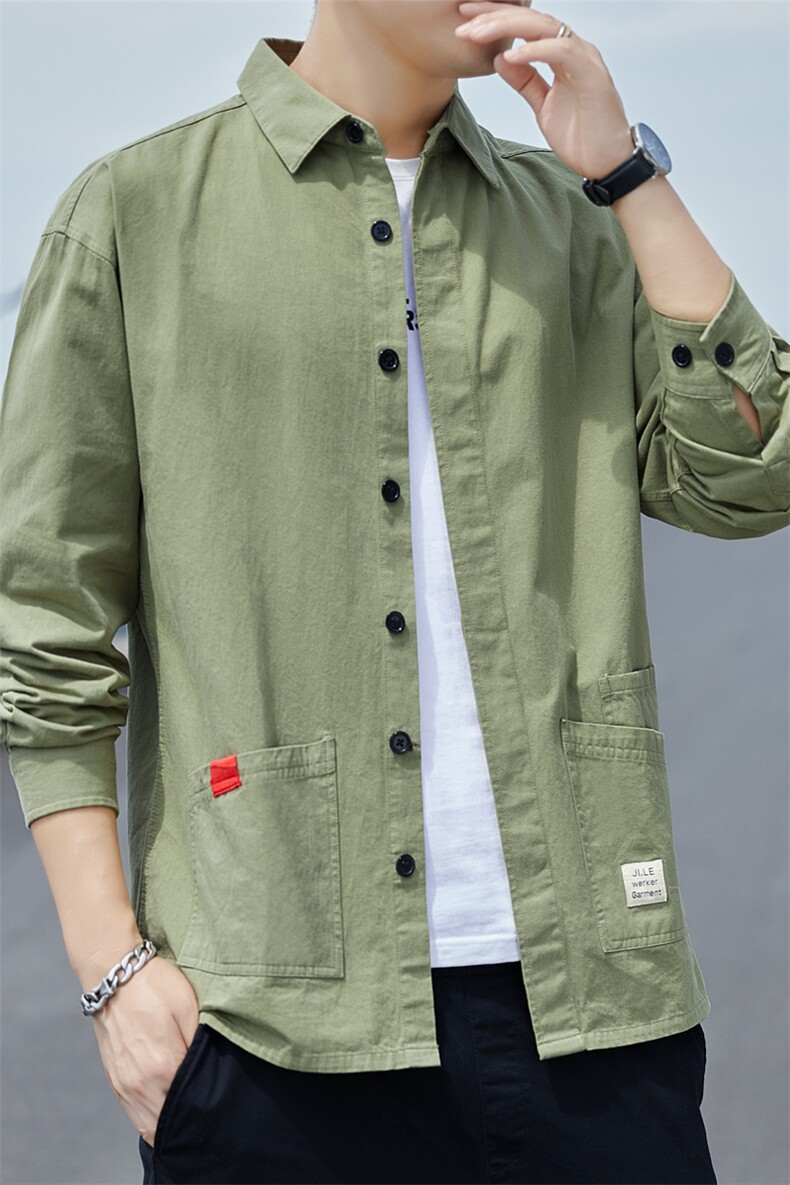 春秋装纯棉长袖工装衬衣休闲男士衬衫外套服1905--P33,男装衬衫,星座102C-1(原星座100)