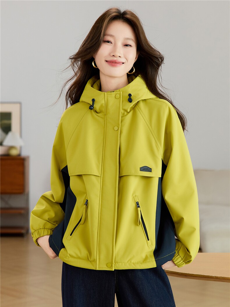 现货2025新款加绒连帽女士休闲时尚连帽派克服,女装派克服,木子恋