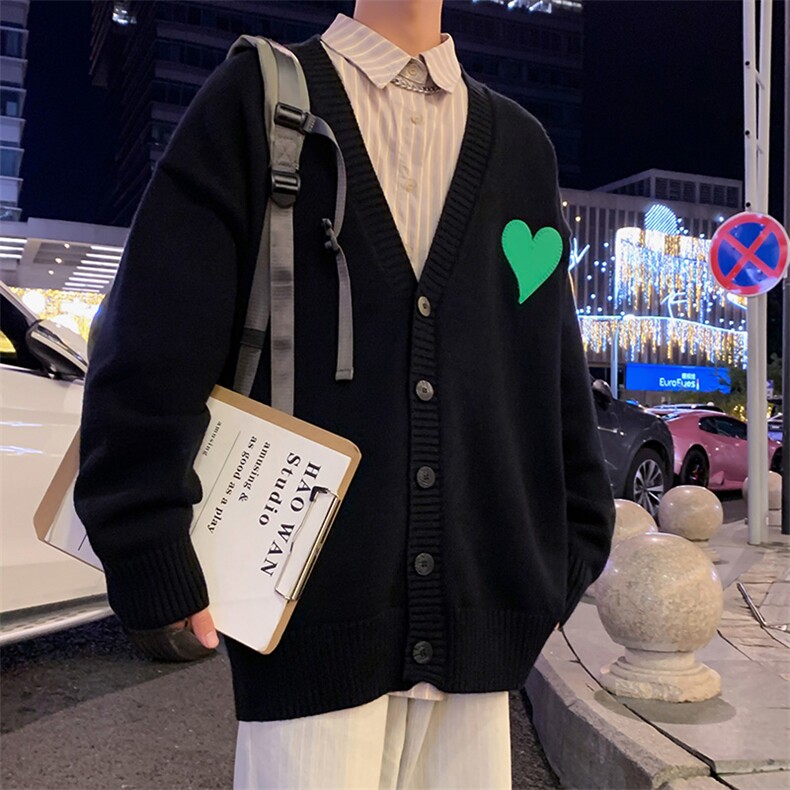 25秋冬港风潮宽松针织开衫外套男女情侣中性毛衣上衣M3231-P68,男装针织衫/毛衣,电商A009A（原A058A）