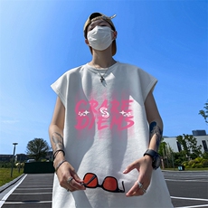 量大优供视频得物直播品220克夏季麂皮绒背心无袖T恤BJ217，男装T恤，电商A486