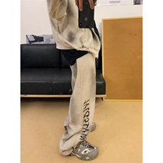 DBK28-P50春秋新款美式运动阔腿卫裤做旧水洗宽松情侣裤-网图现货，男装休闲裤，星座603-2