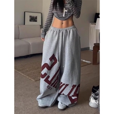 美式嘻哈运动裤女春秋宽松阔腿裤卫裤设计感爵士舞裤子KZ0894-P46，男装休闲裤，星座308B-2