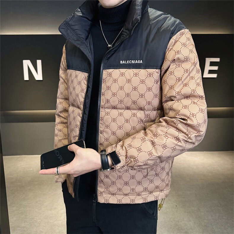 印花羽绒服男2025新款拼接设计轻薄保暖外套B317/5808/P175图片