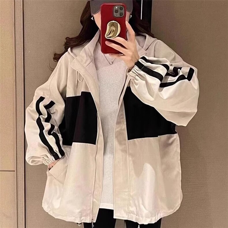 连帽撞色冲锋衣夹棉外套女2025春秋季新款休闲棒球服拼接上衣,男装夹克,星座1210-1