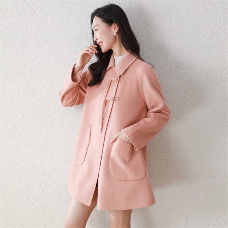 双面羊毛大衣2025女秋冬新款中长款娃娃领半大羊毛呢外套,女装双面呢大衣,阿舍尔精品