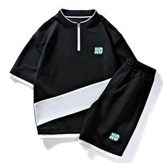 夏装休闲运动套装男夏季2025新款印花拼接短裤短袖A438-TZ03-P65，男装牛仔裤，电商A438