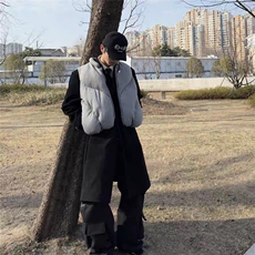 WT123-P110灰色空气层棉服背心马甲VIBE解构廓形可收缩下摆网图，男装背心/马甲，星座1501-3