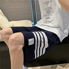 夏季条纹五分短裤男宽松直筒卫裤休闲百搭运动沙滩裤K2851-P25，男装休闲裤，星座512-2