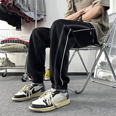 2024新款条纹运动裤男春季高街hiphop宽松直筒裤现货K7690-P44，男装休闲裤，星座512-3