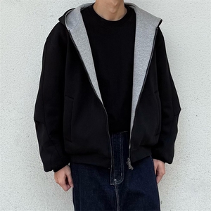 抖音得物高品质 秋冬美式高街重磅结构双层双面连帽卫衣外套XS107图片