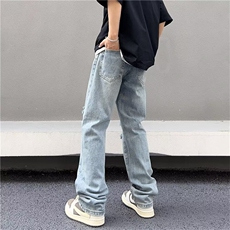 牛仔裤男韩版潮流高街帅破洞直筒2024春季新款ins长裤RK1527-P41，男装牛仔裤，星座412-3