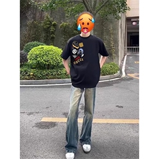 万针全刺绣工艺得物抖音高品质260克纯棉双纱美式高街短袖T恤P33，男装T恤，电商A486-1