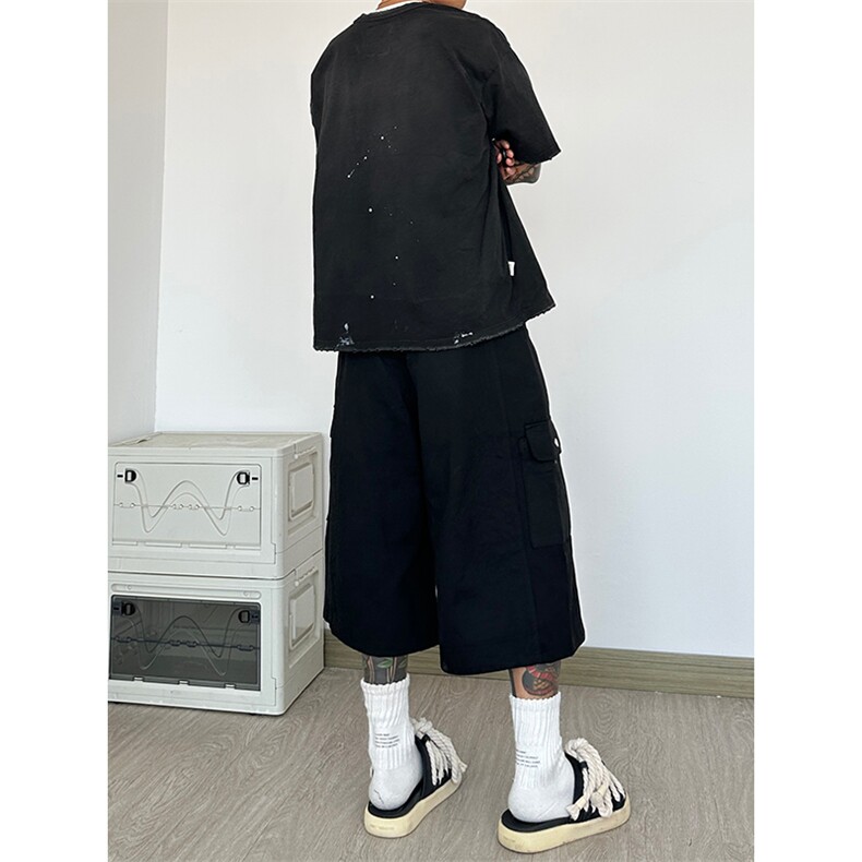 纯棉水洗工装裤七分裤短裤休闲裤A014-DY25262-P50控68,男装牛仔裤,电商A014