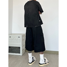 纯棉水洗工装裤七分裤短裤休闲裤A014-DY25262-P50控68，男装牛仔裤，电商A014