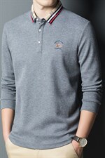 2023新款纯棉长袖t恤男衣服秋季polo衫中年商务休闲男士上衣，男装T恤，电商B212（原钱塘6029）