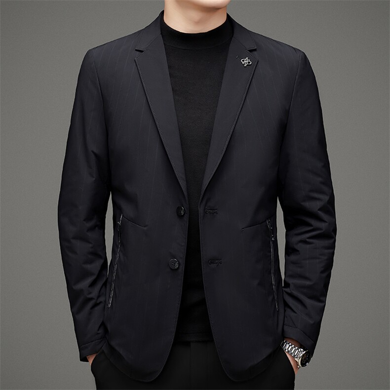 秋冬季新款商务休闲男士西服领中青年外套羽绒服SNNYR88619-P215图片