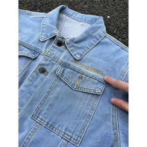 工装风黑色翻领牛仔外套男青年多口袋夹克百搭上衣J62-特价P53图片