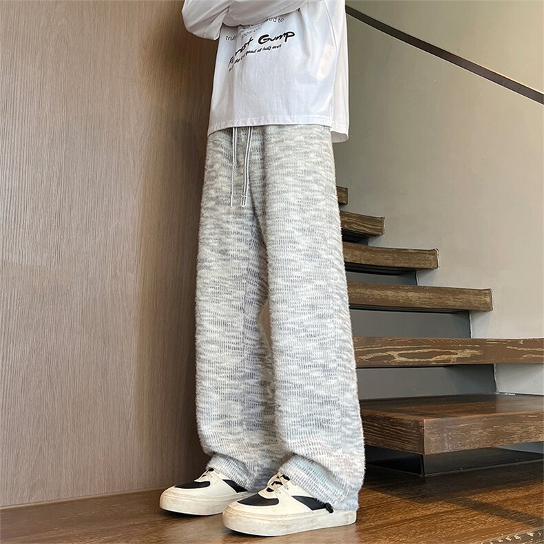 聚酯纤维YK86037-常规P35加绒P50慵懒风马海毛针织裤,男装休闲裤,电商A086-1