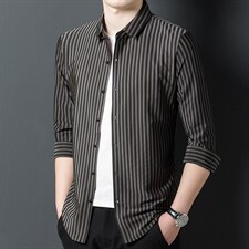 衬衣男冰丝薄款长袖2023夏春新款免烫宽松休闲时尚衬衫男装，男装衬衫，电商B212（原钱塘6029）