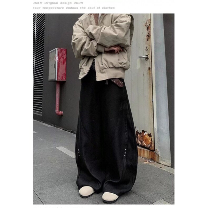 网图-K889-P6825春装重工休闲弯刀裤宽松直筒拖地裤,男装休闲裤,电商B327