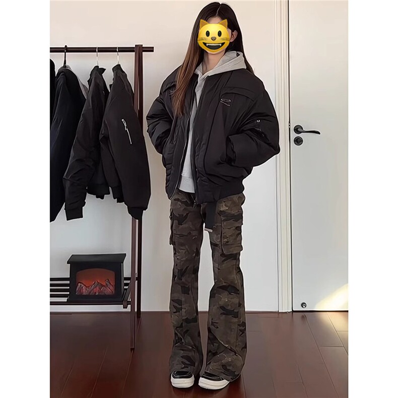 1506A/GZY3970/P54工装裤男女修身直筒显高马蹄长裤图片