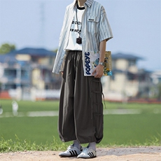 韩版休闲宽松文艺夏季长裤日系复古街头潮搭灯笼裤K771P45控68，男装休闲裤，电商A102B