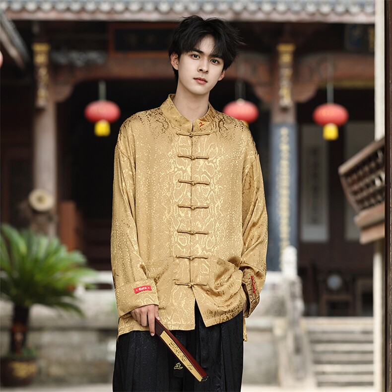 秋冬新品风（金财神）潮丝绸提花改良唐装外套男女C3460,男装民族服装,星座305A（原312A-1）
