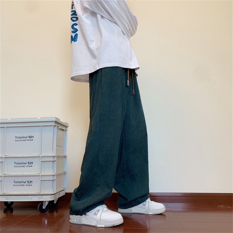 美式街头运动裤男潮牌ins高街阔腿束脚裤直筒宽松休闲裤7023-p35图片