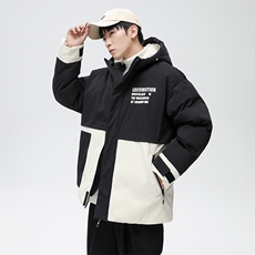 中性风连帽撞色棉服冬季无影墙加厚棉衣男女同款M8884-P95，男装棉衣，星座717