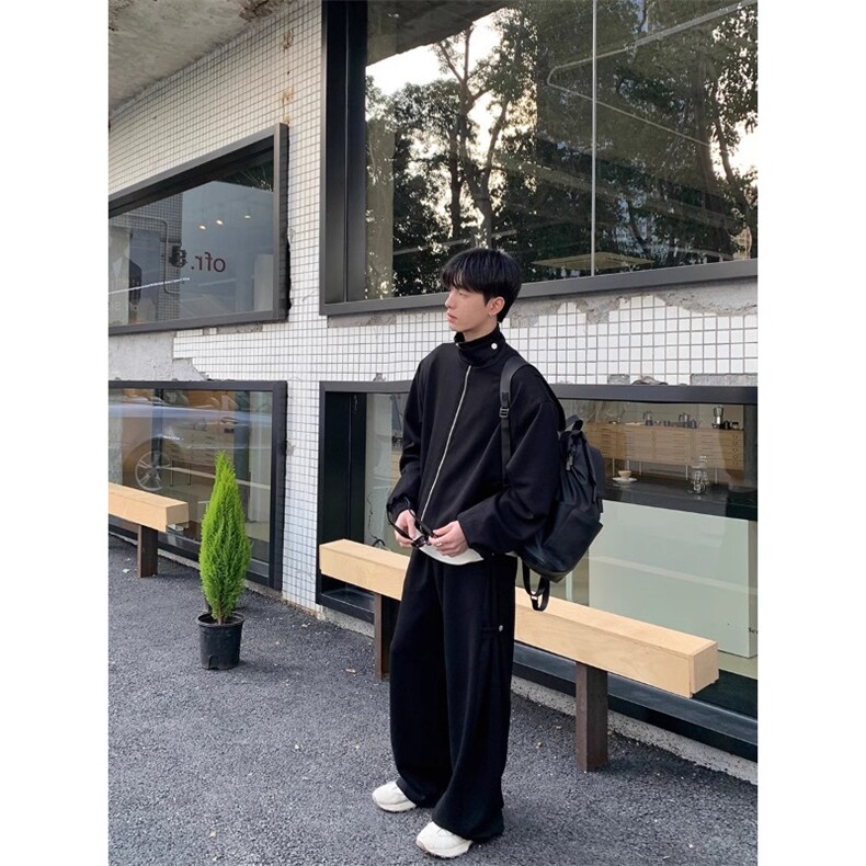 常规款阔腿运动卫裤男绑带设计感休闲长裤宽松垂感拖地裤CAF730,男装休闲裤,星座516A