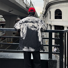 现货美式牛仔外套男春扎染高街双排扣夹克118，男装工装外套，星座301D-2(原星座1004-1）