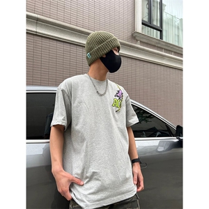 万针全刺绣工艺 高品质260克双纱纯棉美式高街短袖T恤 特P33图片