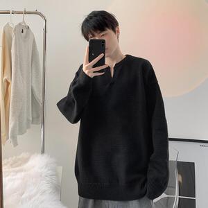 F558P58秋冬毛衣打底衫线衣V领男装上衣宽松日系港风图片
