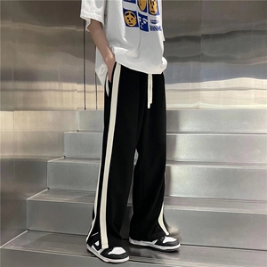 男春夏季潮流时尚休闲裤开衩条纹卫裤RK43P32图片