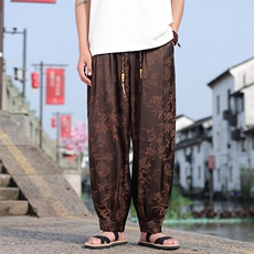 风透气冰丝时尚休闲裤男2025春夏新款阔腿直筒裤2410-P55，男装休闲裤，电商A008