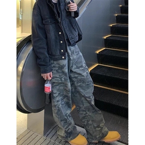 美式街头重磅迷彩工装大口袋牛仔裤男女款休闲长裤 KD782图片