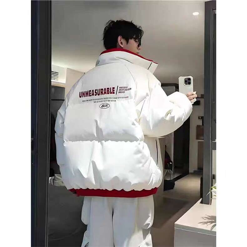 冬男两面穿棉衣条纹拼接字母印花宽松面包服棉袄外套MY8176P85,男装棉衣,星座1013-1