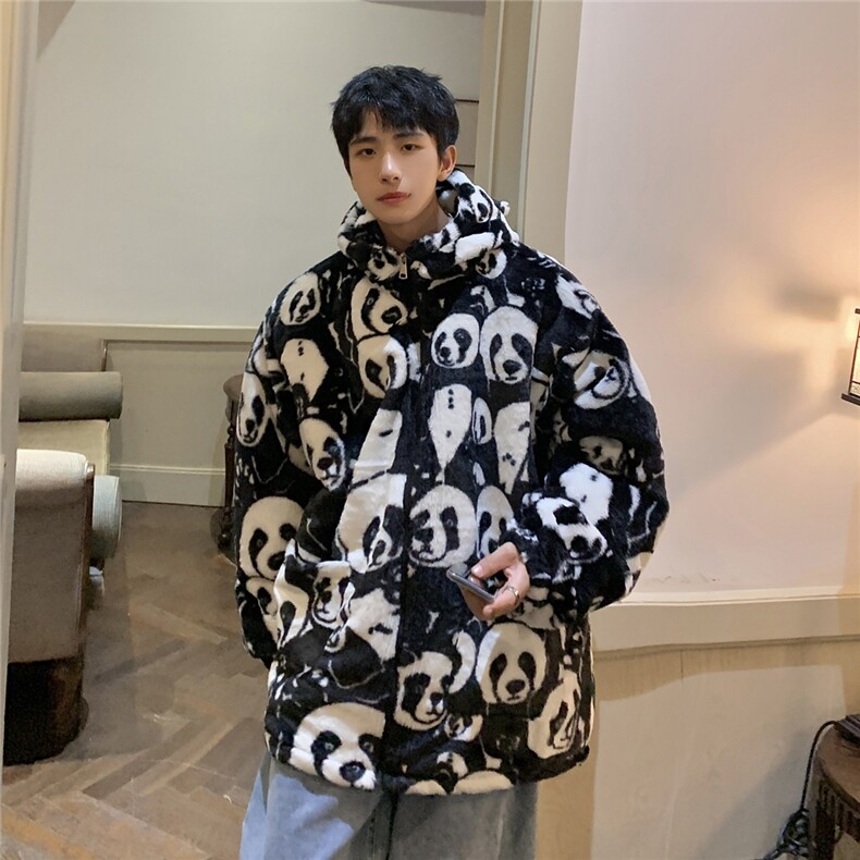 港风羊羔毛棉衣女连帽毛绒棉服男外套男8701P105控138,男装棉衣,星座226-1