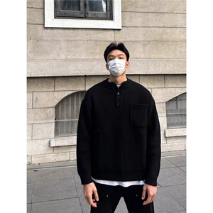亨利领新款毛衣男冬季日系复古保暖毛线衣外套简约内搭打底衫毛衫图片