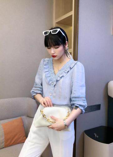 时尚花边设计衬衫，女装衬衫，兰魅依生