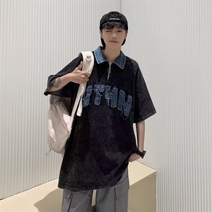 2025夏新款文艺ins简约纯棉水洗贴布刺绣polo衫 PL303  P45图片
