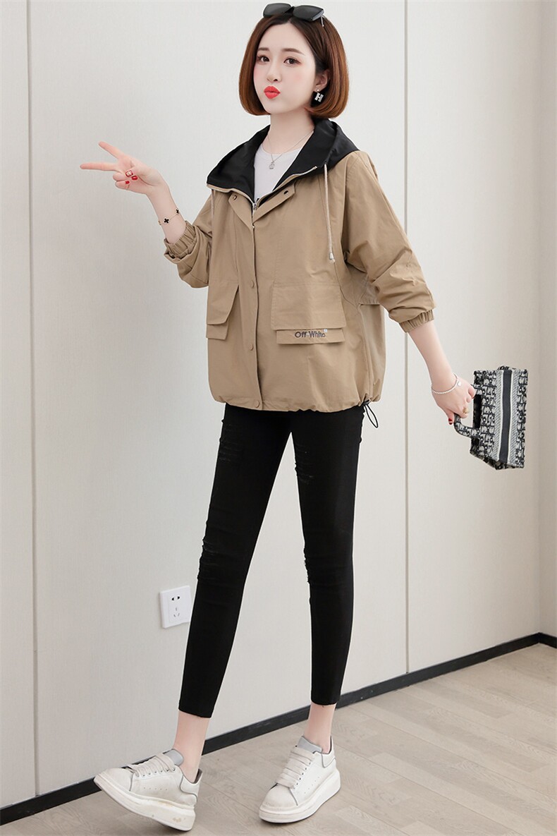 潮流舒适时尚风衣长袖2021年春季连帽个性优雅气质,女装风衣,依万里