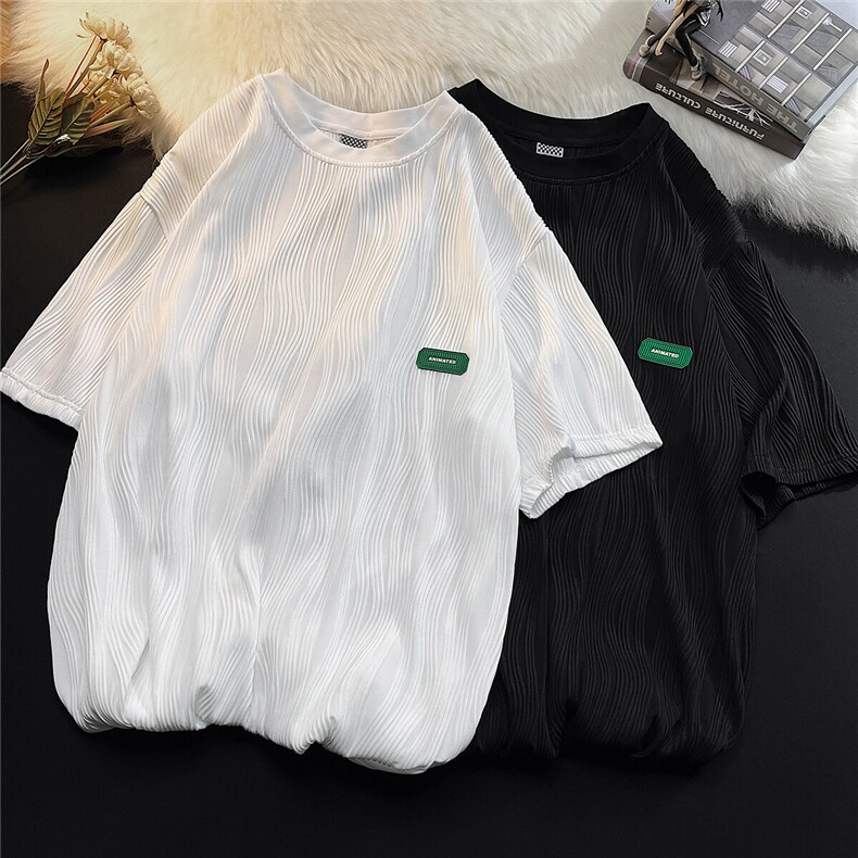 1平铺毛毯弧形设计潮流休闲大码M-5XL情侣短袖T恤男DT8765P30控49图片