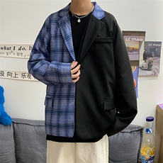 秋季新品街头拼接格纹撞色夹克男潮ins休闲痞帅外套潮W1417-P50，男装夹克，星座512-2