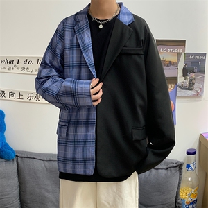 秋季新品街头拼接格纹撞色夹克男潮ins休闲痞帅外套潮 W1417-P50图片