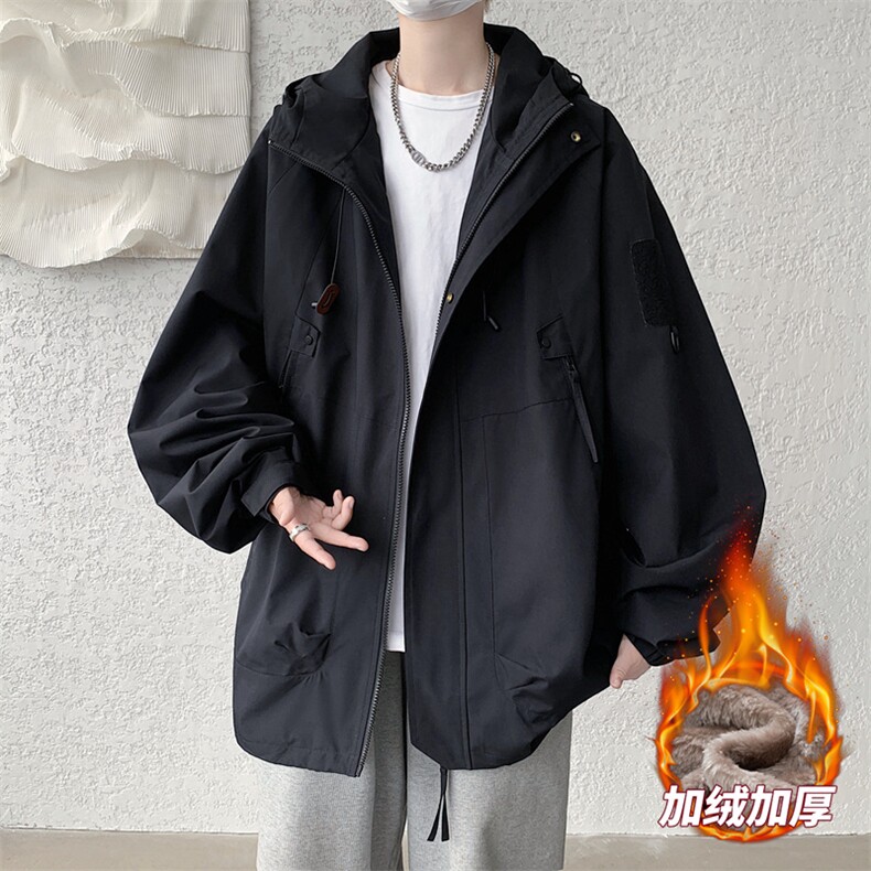 港风大皂工装加绒冲锋衣男高品纯色宽松夹克外套DSA157B-AJ90-P95,男装夹克,电商A157B